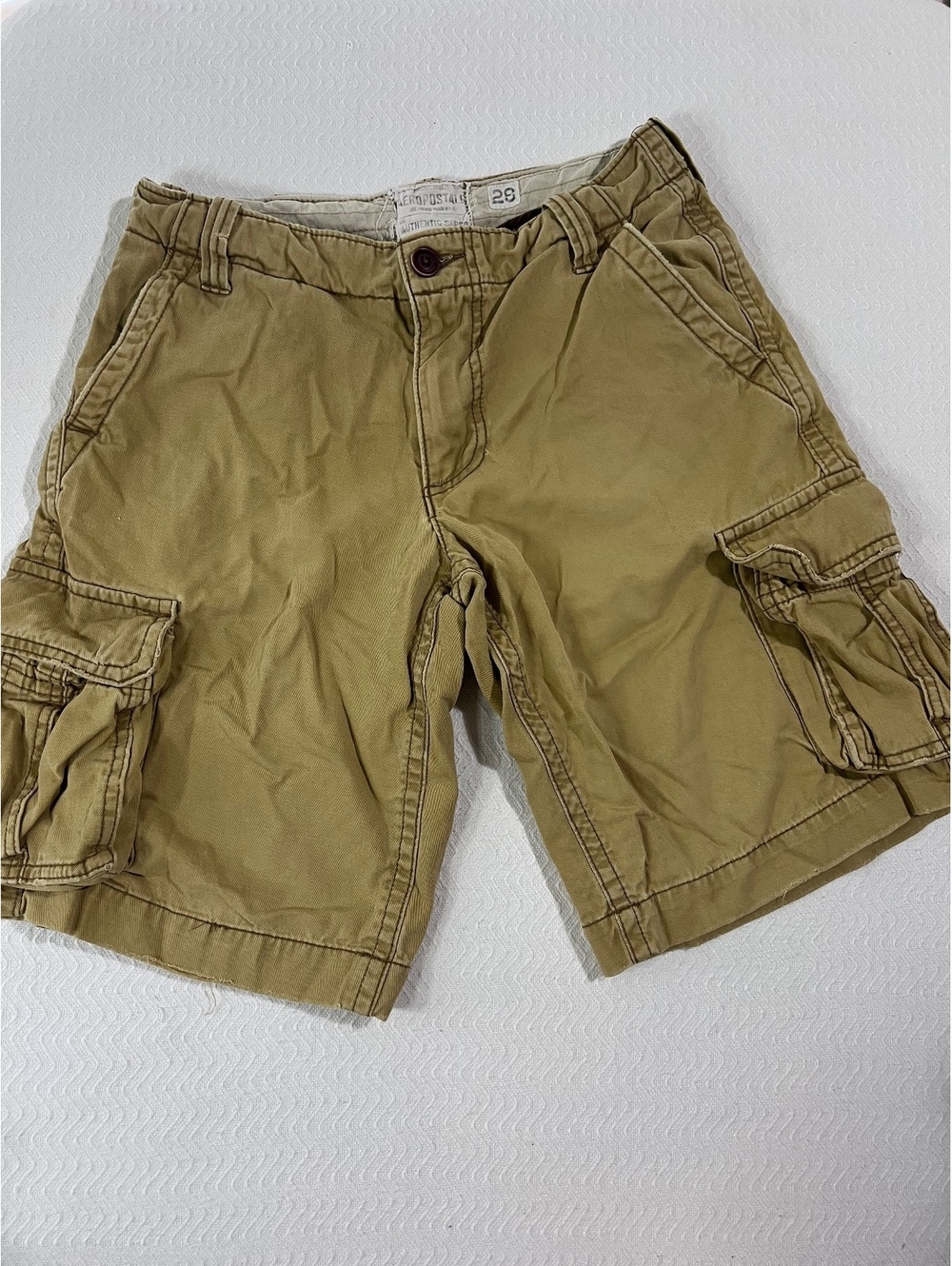 Aeropostale Authentic Cargo Shorts Size 28 Khaki Cotton